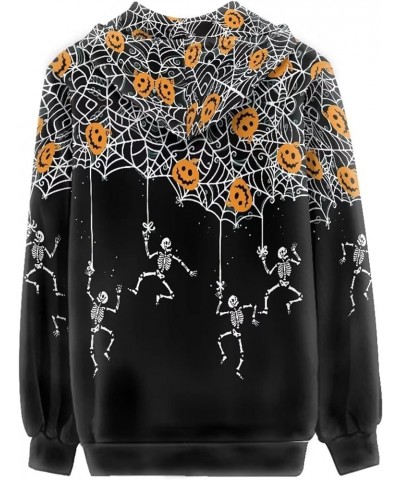 Zip Up Hoodie for Women Y2K Sweatshirt Oversize Jacket Hoodies Halloween Skeleton Sugar Skull $15.60 Hoodies & Sweatshirts