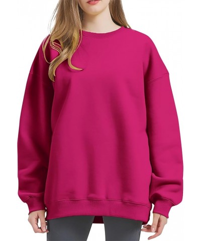 Women's Sweatshirt Fashion Long Sleeve Solid Color Round Neck Sweatshirts Top, S-3XL 1-hot Pink $7.84 Hoodies & Sweatshirts