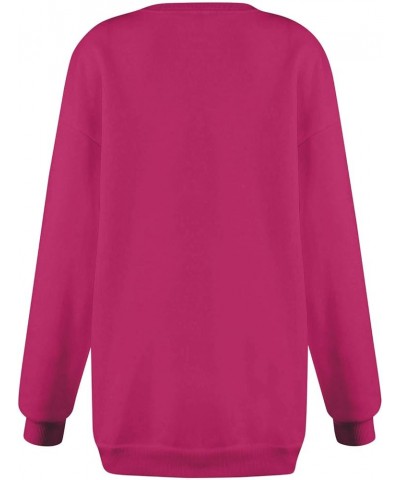 Women's Sweatshirt Fashion Long Sleeve Solid Color Round Neck Sweatshirts Top, S-3XL 1-hot Pink $7.84 Hoodies & Sweatshirts