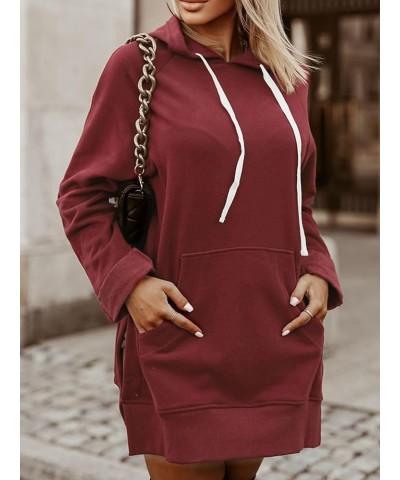 The Warmy Oversized Hoodie Dress, First Ones Oversized Hoodies, Women's Casual Pullover Long Sleeve Split Hem Brown $17.63 Ho...