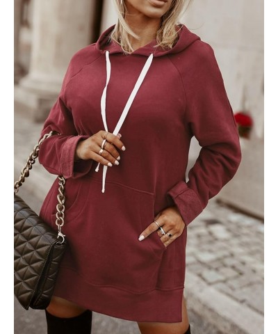 The Warmy Oversized Hoodie Dress, First Ones Oversized Hoodies, Women's Casual Pullover Long Sleeve Split Hem Brown $17.63 Ho...