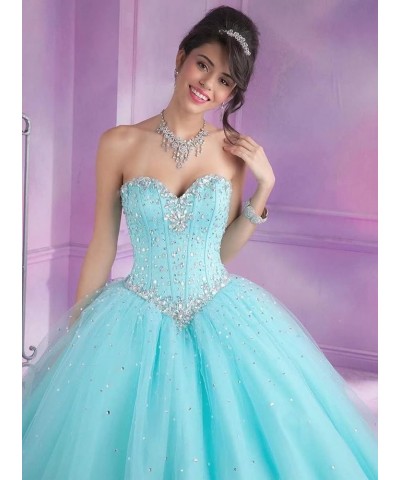 Sweetheart Ball Gown Quinceanera Dresses Sequin Beads Tulle Long Prom Party Gowns for Girls Silver $39.90 Dresses