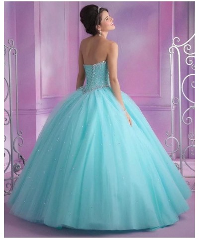 Sweetheart Ball Gown Quinceanera Dresses Sequin Beads Tulle Long Prom Party Gowns for Girls Silver $39.90 Dresses