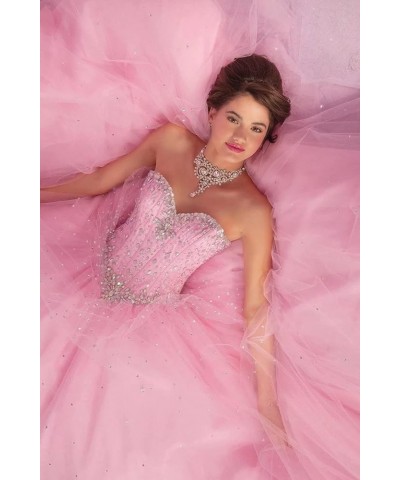 Sweetheart Ball Gown Quinceanera Dresses Sequin Beads Tulle Long Prom Party Gowns for Girls Silver $39.90 Dresses