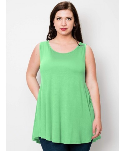 Women Solid Short sleeve/Sleeveless Tunic for Leggings Swing Tunic Flare Tank Tops S-5XL Plus Size Made in USA Wt2098_mint $1...