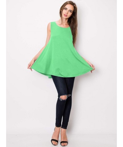 Women Solid Short sleeve/Sleeveless Tunic for Leggings Swing Tunic Flare Tank Tops S-5XL Plus Size Made in USA Wt2098_mint $1...