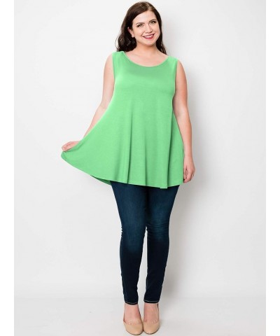 Women Solid Short sleeve/Sleeveless Tunic for Leggings Swing Tunic Flare Tank Tops S-5XL Plus Size Made in USA Wt2098_mint $1...