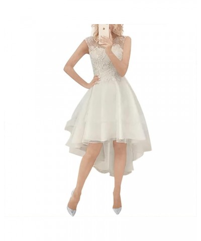 Prom Dresses High Low Homecoming Dress Lace Wedding Dress Applique Bridal Gowns Cocktail Party for Women Fuchsia $51.70 Dresses