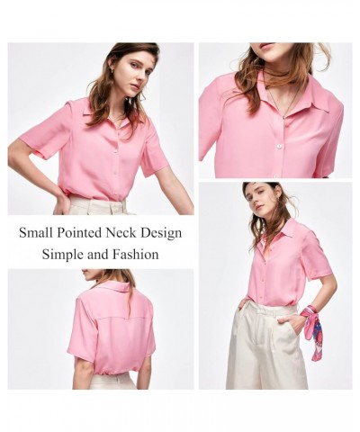 Silk Blouse for Women Button Down Shirts: Women's Short Sleeve Elegant Shirt 100% Pure Silk Casual Tops Summer Luxury Blouses...