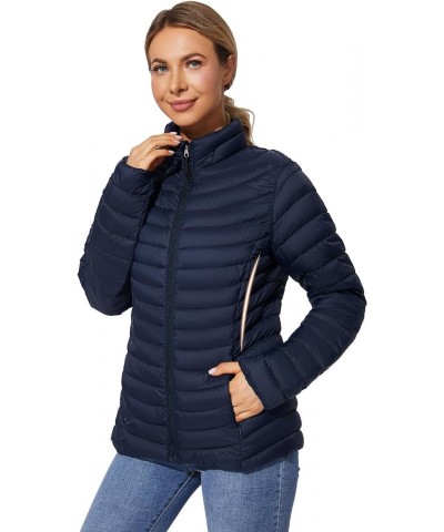 Women's Packable Puffer Jacket Lightweight Quilted Puffer Jacket Winter Warm Puffy Jacket with Stand Collar Dark Navy $20.23 ...