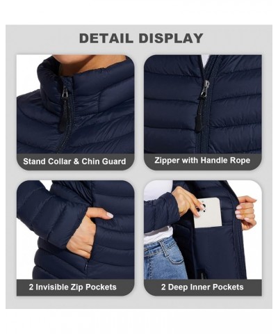 Women's Packable Puffer Jacket Lightweight Quilted Puffer Jacket Winter Warm Puffy Jacket with Stand Collar Dark Navy $20.23 ...