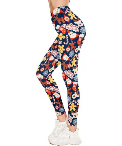 Women's Printed Leggings Christmas Pants High Waisted Yoga Workout Gym Soft Candy Cane $9.53 Leggings