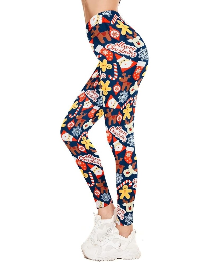 Women's Printed Leggings Christmas Pants High Waisted Yoga Workout Gym Soft Candy Cane $9.53 Leggings