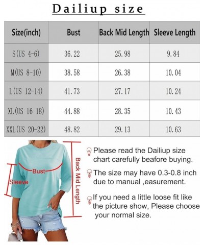 Women's Casual 3/4 Sleeve T-Shirts Loose Round Neck Cute Tunic Tops Basic Tees Blouses Z-blue Light $17.10 T-Shirts