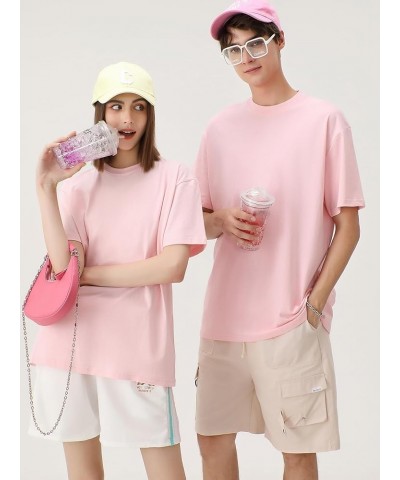 Men's Cotton T-Shirts Oversized Unisex Short Sleeve Crew Neck Loose Basic Tops Solid Athletic Lightweight White+pink+purple $...