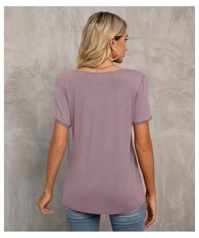 Women's Summer Casual Tunic Tops Petal Short Sleeve Loose Blouse T-Shirts Mauve $8.24 T-Shirts