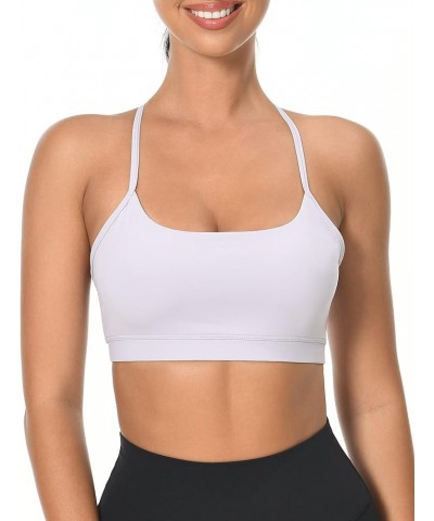 Women's Y Back Sports Bra Padded Racerback Spaghetti Thin Strap Support Workout Yoga Bra Regular Misty Lilac $15.04 Lingerie