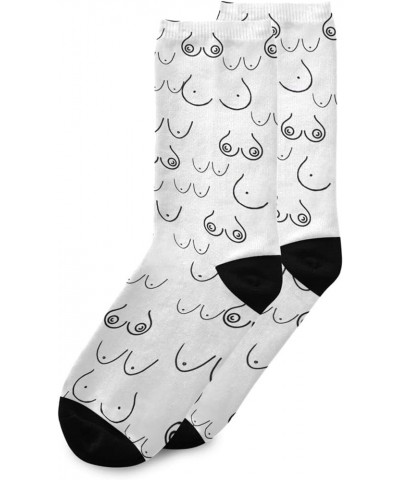 Mens Novelty Funny Crazy Athletic Tube Crew Socks Crayon Dress Socks Boobs the Breast $7.79 Activewear