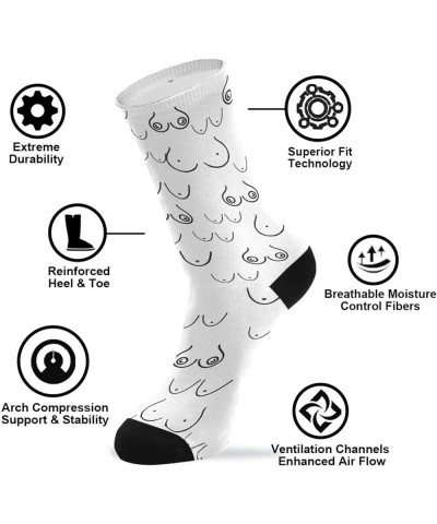 Mens Novelty Funny Crazy Athletic Tube Crew Socks Crayon Dress Socks Boobs the Breast $7.79 Activewear