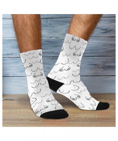 Mens Novelty Funny Crazy Athletic Tube Crew Socks Crayon Dress Socks Boobs the Breast $7.79 Activewear