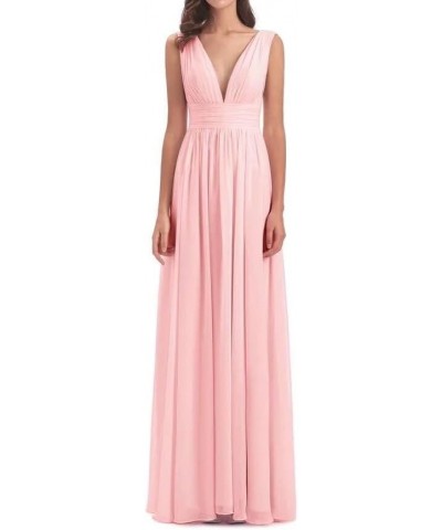 Women's Chiffon Bridesmaid Dresses with Sleeveless Empire Waist Deep V Neck Formal Evening Party Dress with Slit Coral $18.90...