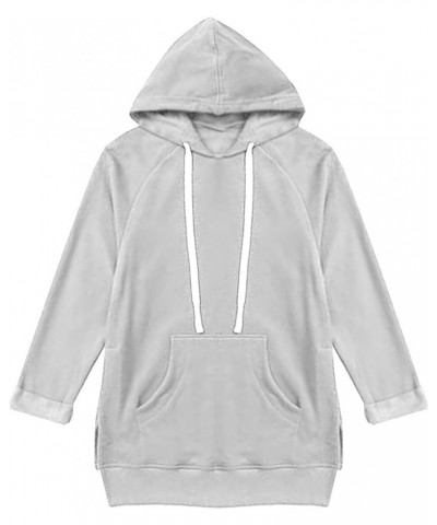 The Warmy Oversized Hoodie Dress, First Ones Oversized Hoodies, Women's Casual Pullover Long Sleeve Split Hem White $11.01 Ac...