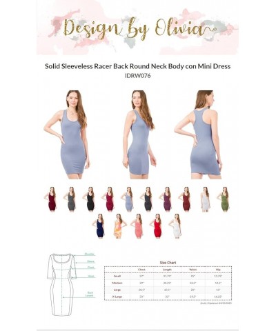 Women's Basic Sleeveless Racerback Round Neck Bodycon Mini Dress Cement $9.62 Dresses