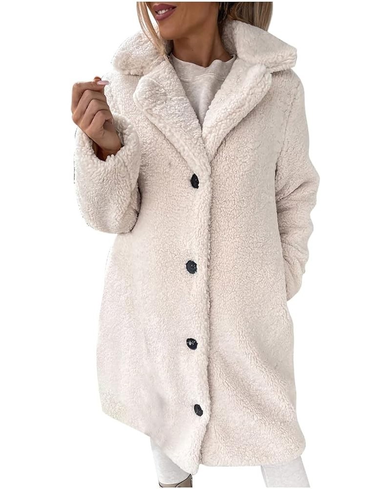 Womens Coats And Jackets Dressy Casual Shearling Shaggy Long Cardigan Plus Size Fluzzy Sherpa Fleece Notch Lapel Overcoat A01...