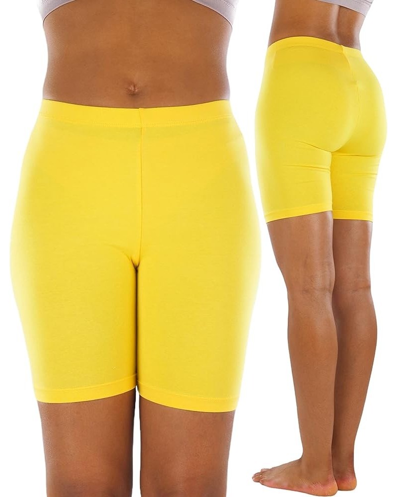 Women's Premium Trendy Cotton Biker Shorts Yellow $9.33 Activewear