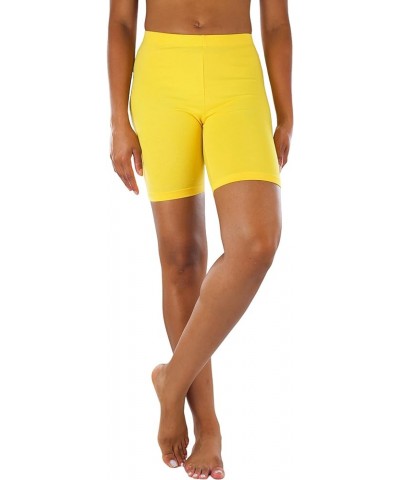 Women's Premium Trendy Cotton Biker Shorts Yellow $9.33 Activewear