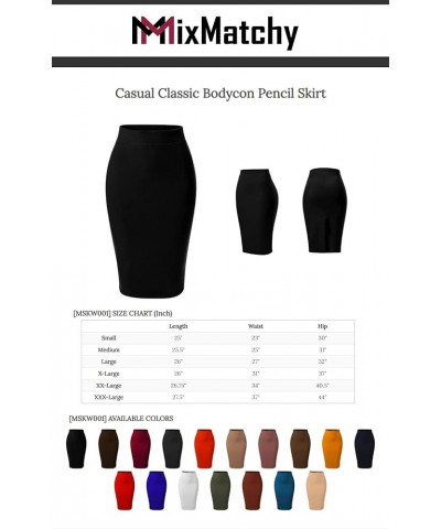 Women's Classic Bodycon Below Knee Office Slim Fit Stretch Midi Pencil Skirt Red $11.65 Skirts