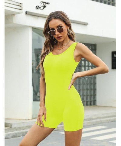 Amilia Sexy Sleeveless Tank Tops Short Romper Sports Jumpsuit Bodysuit One Piece Short Catsuit Yellow $10.25 Jumpsuits