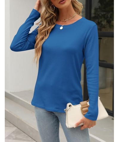 Women's Color Block Tunic Tops Casual Long Sleeve Shirts Round Neck Pullover C Dark Blue $11.79 Tops