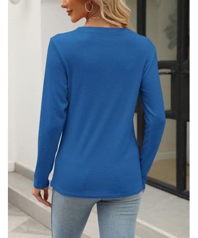 Women's Color Block Tunic Tops Casual Long Sleeve Shirts Round Neck Pullover C Dark Blue $11.79 Tops