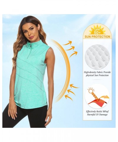 Women's Sleeveless Golf Tennis Polo Shirts Zip Up Workout Tank Tops (S-2XL) Green $16.52 Shirts