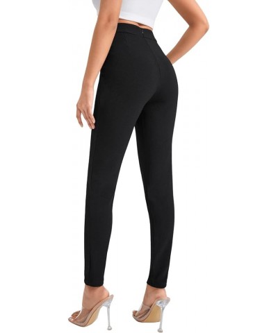 Women's Pants Casual High Waist Skinny Leggings Stretchy Work Pants Pure Black $12.71 Leggings