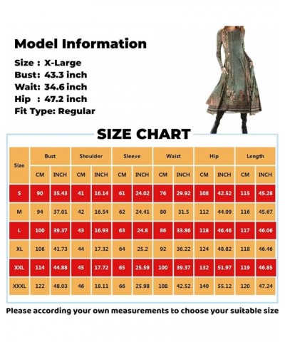 Maxi Dress for Women, Irregular Long Sleeve Plus Size Dresses Crew Neck Casual Flowy Outfits Pattern Printing Dress 04-black ...