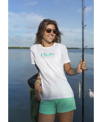 Women's Performance Fishing Crew Tee | Ladies T-Shirt Logo - White $12.50 Activewear