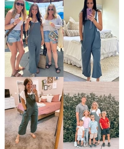 Womens Fashion Sleeveless Cotton Linen Overalls Baggy Tulip Capri Jumpsuits with Pockets Teal $14.74 Overalls