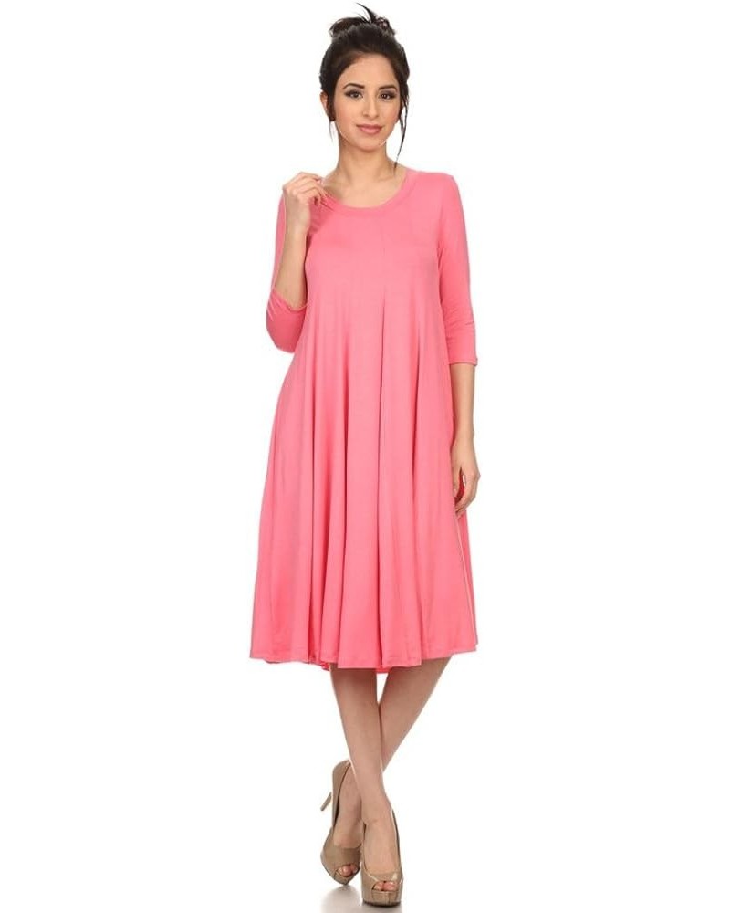 Women's Plus & Regular Size Loose 3/4 Sleeve Midi Maxi Dress Made in USA Pink $14.53 Dresses