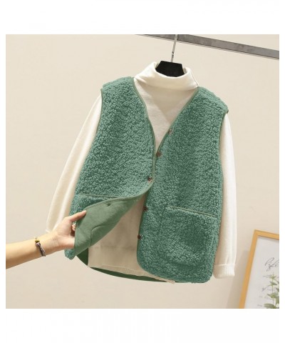 Women's Fuzzy Sherpa Fleece Jacket Lightweight Vest Cozy Sleeveless Cardigan Zipper Waistcoat Outerwear with Hood Green-1031 ...