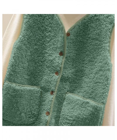 Women's Fuzzy Sherpa Fleece Jacket Lightweight Vest Cozy Sleeveless Cardigan Zipper Waistcoat Outerwear with Hood Green-1031 ...