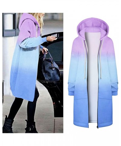 Women Casual Zip Up Hoodies Fleece Tunic Sweatshirt Long Plus Size Fashion Long Hoodie Jacket Coats with Pockets Z45sky Blue ...