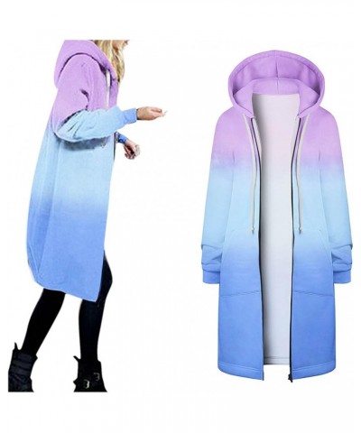 Women Casual Zip Up Hoodies Fleece Tunic Sweatshirt Long Plus Size Fashion Long Hoodie Jacket Coats with Pockets Z45sky Blue ...