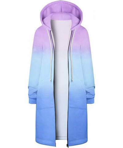 Women Casual Zip Up Hoodies Fleece Tunic Sweatshirt Long Plus Size Fashion Long Hoodie Jacket Coats with Pockets Z45sky Blue ...