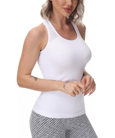 Yoga Tops for Women Cute Workout Tank Tops Activerwear Racerback Laser Cut Tank Running Sports Shirts White $10.99 Activewear