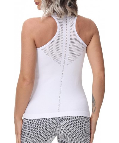 Yoga Tops for Women Cute Workout Tank Tops Activerwear Racerback Laser Cut Tank Running Sports Shirts White $10.99 Activewear