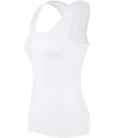 Yoga Tops for Women Cute Workout Tank Tops Activerwear Racerback Laser Cut Tank Running Sports Shirts White $10.99 Activewear