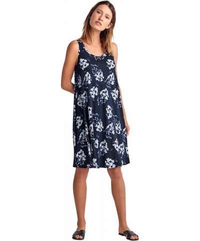 Women's Plus Size Crossover Back Tank Dress Navy Floral Print $23.32 Dresses