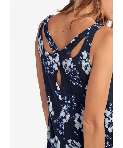 Women's Plus Size Crossover Back Tank Dress Navy Floral Print $23.32 Dresses